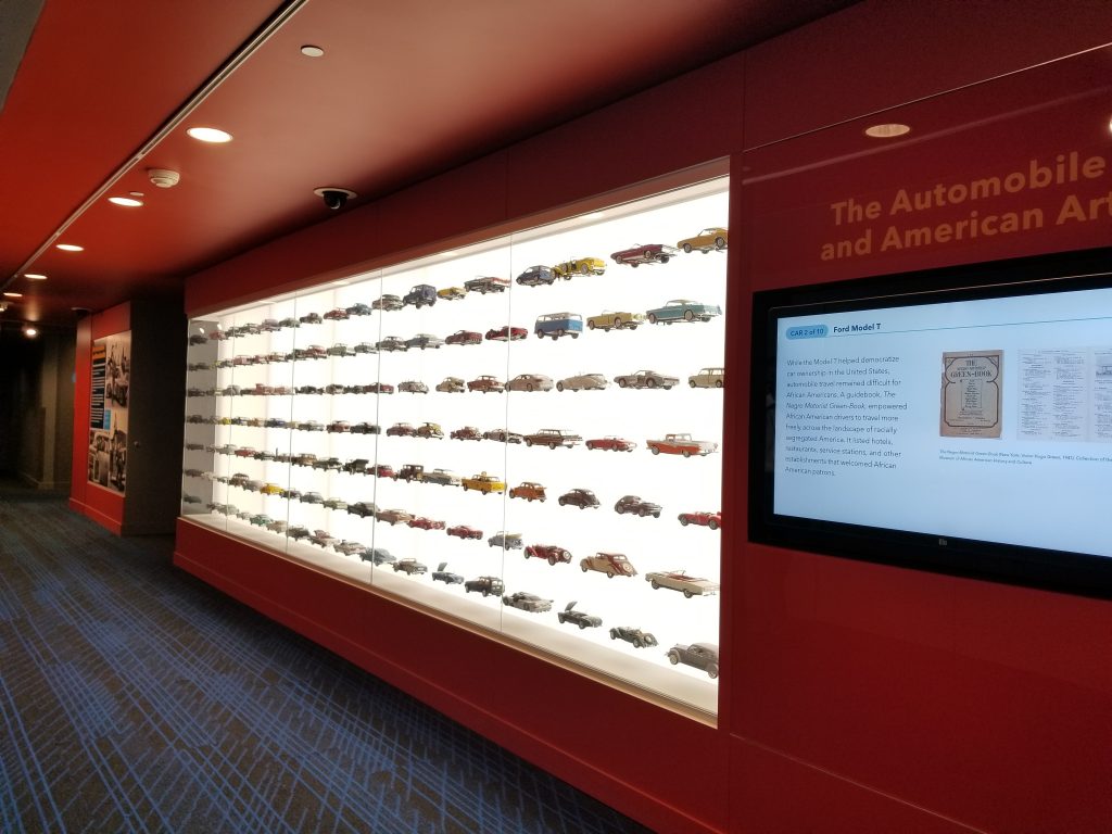 a large back-lit display case with room for 112 model cars. 